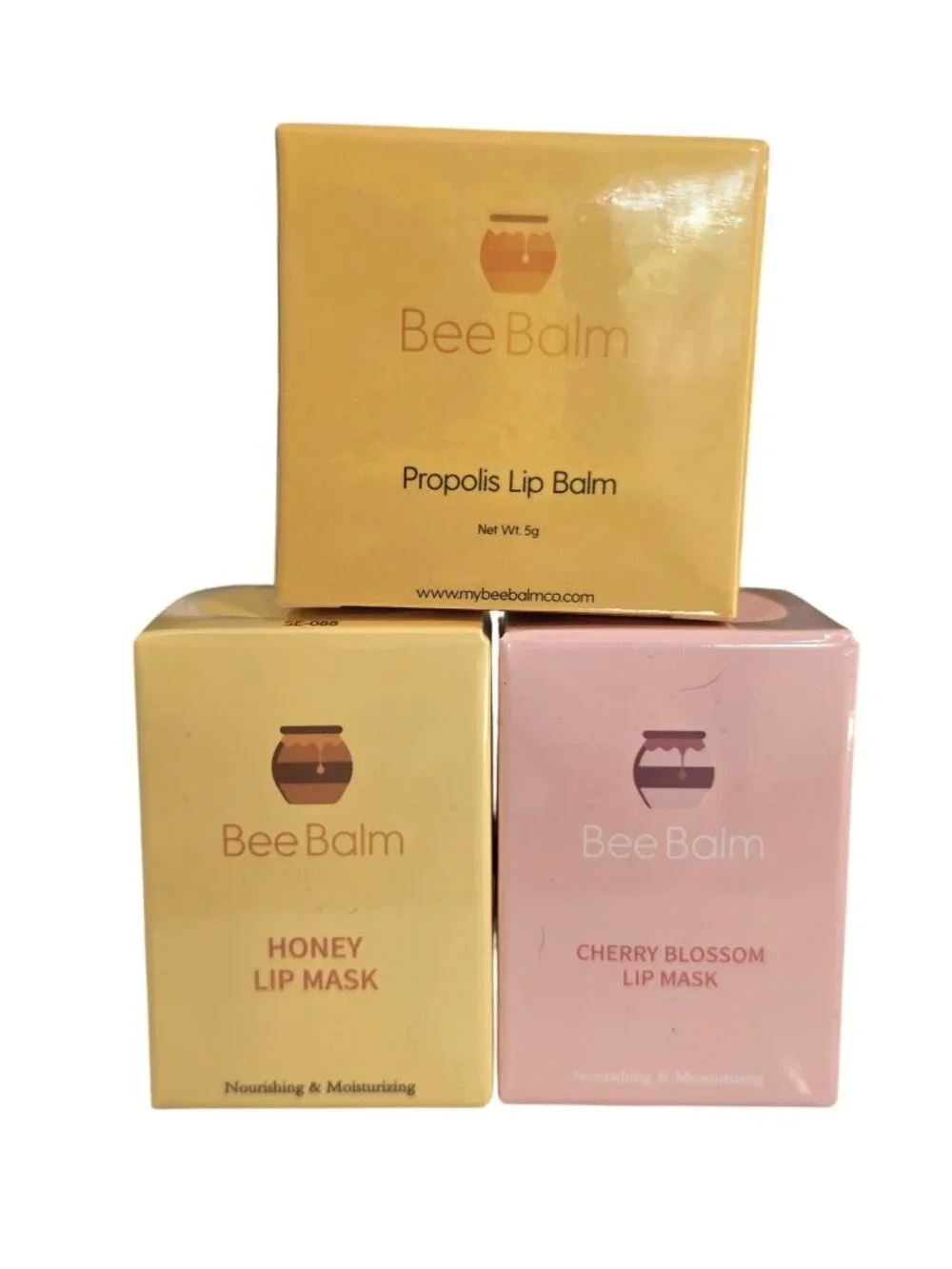 Bee Balm Propolis Lip Balm With Honey & Cherry Blossom Lip Masks 3 Pack